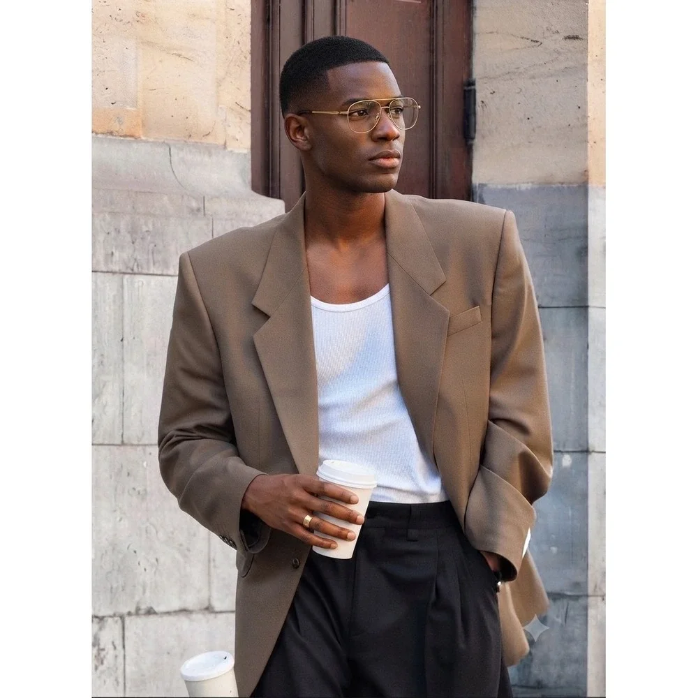 Willy Chavarria x Zara Oversized Blazer Taupe Brown Men Sz US 44 /BR 54 New 2023
